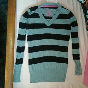 Gray & black striped long sleeve shirt